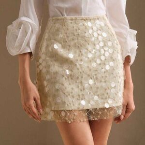 Elegant Cream Sequin Skirt
